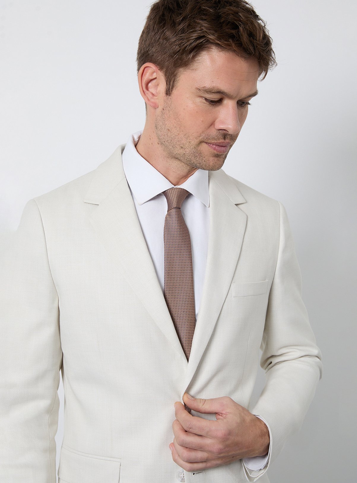 BURTON Light Brown Textured Tie One Size - Image 2 thumbnail